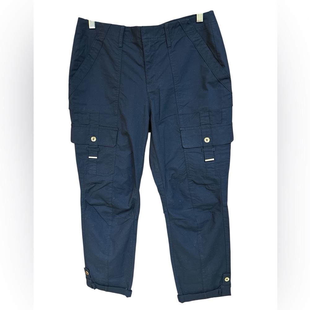 White House Black Market Casual Utility Crop Pants Officer Blue NWT Size 4
